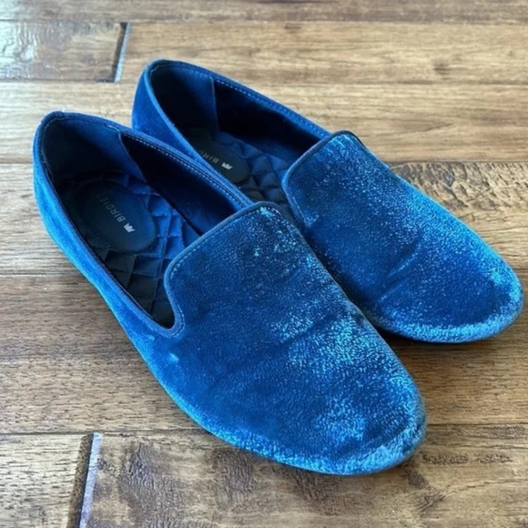Birdies The Starling Flat Loafer Ocean Blue Velvet Memory Foam Comfort Size 7 - Picture 2 of 11